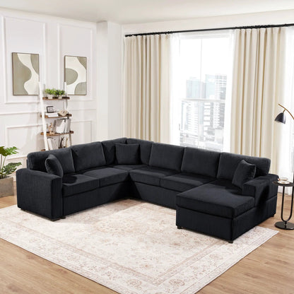 Oversized U-shaped sectional sofa with chaise in charcoal fabric, 3 plush pillows on Tampa Home & Garden Store