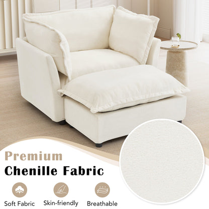 Modern Fabric Armchair with a Movable Ottoman