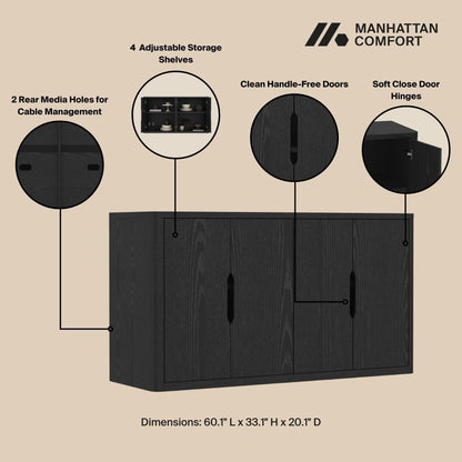 Rivington Sideboard black with 4 adjustable shelves and softclose doors by HouseOfZazla on Tampa Home & Garden Store