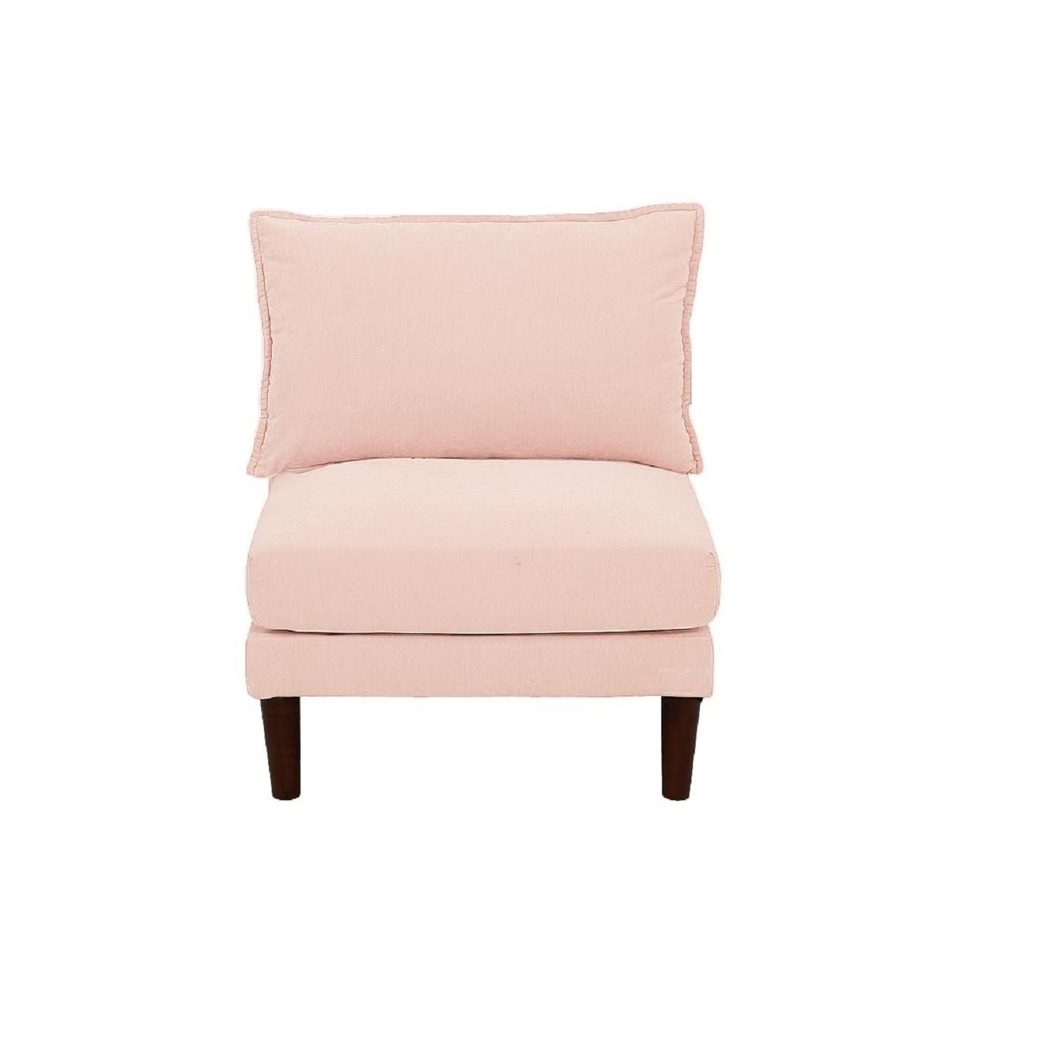 Modular L-Sectional Set With Ottomans - Pink, pink upholstery on dark wood legs HouseOfZazla on Tampa Home & Garden Store