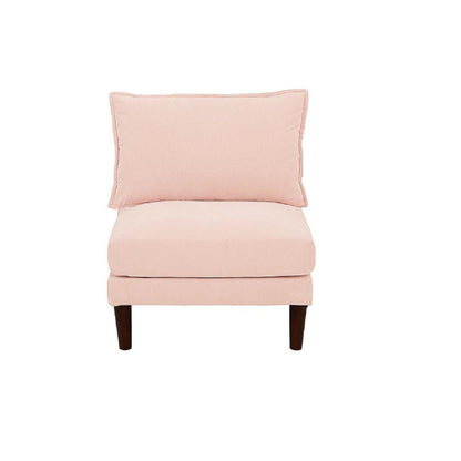 Modular L-Sectional Set With Ottomans - Pink, pink upholstery on dark wood legs HouseOfZazla on Tampa Home & Garden Store