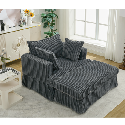 Oversized Corduroy Chaise Lounge with Ottoman in Dark Gray by HouseOfZazla on Tampa Home & Garden Store