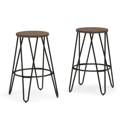 Simeon Multifunctional Metal Stool with Wood Seat