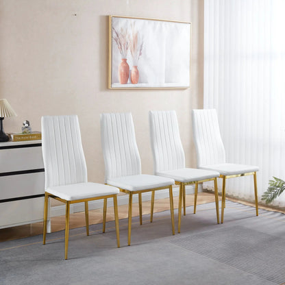 Elegant Legs Dining Chair set of 4 in white upholstery with gold metal legs on Tampa Home & Garden Store