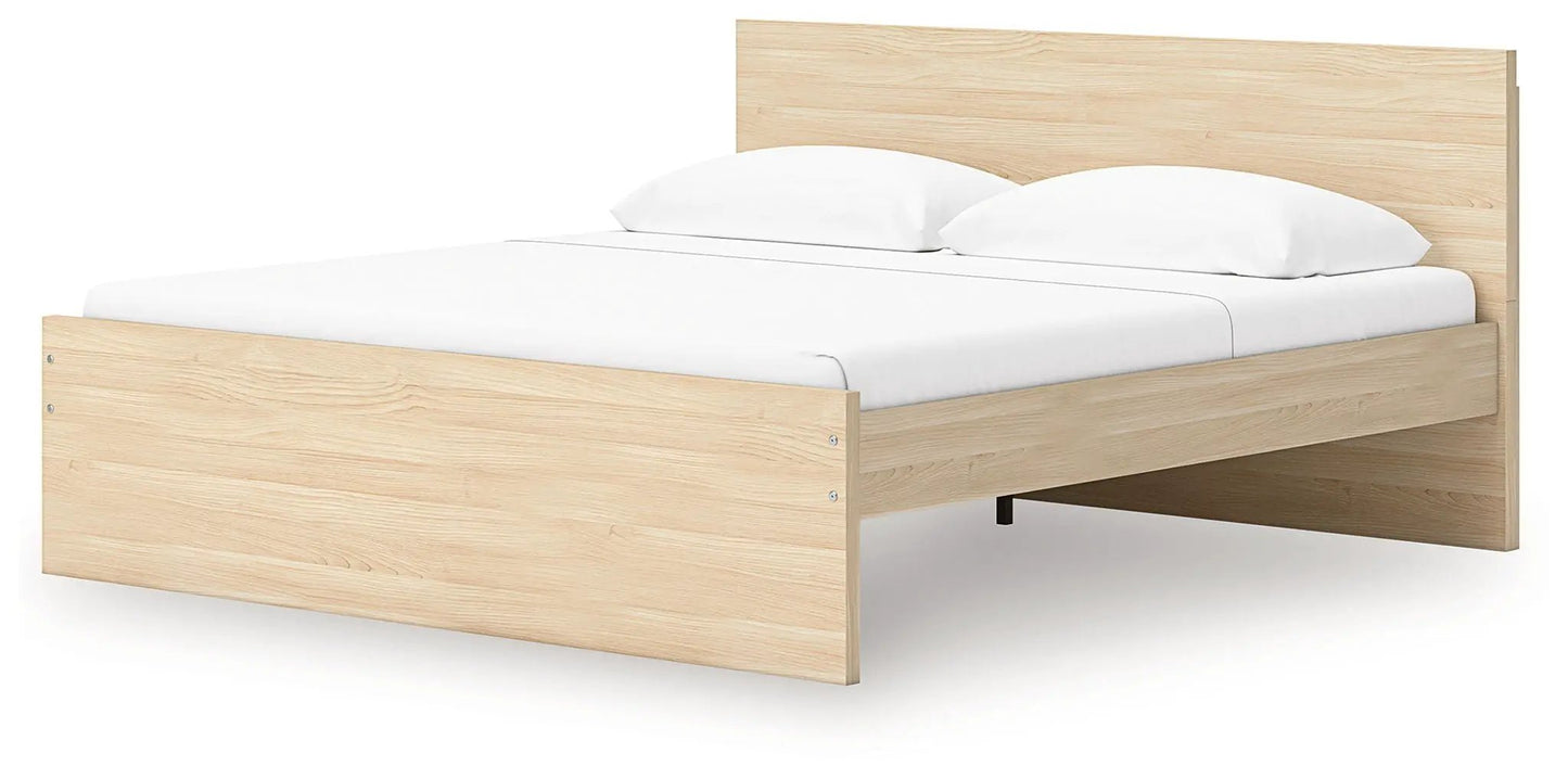 Onita Panel Platform Bed natural oak finish tall headboard storage bed Unique Piece Furniture on Tampa Home & Garden Store