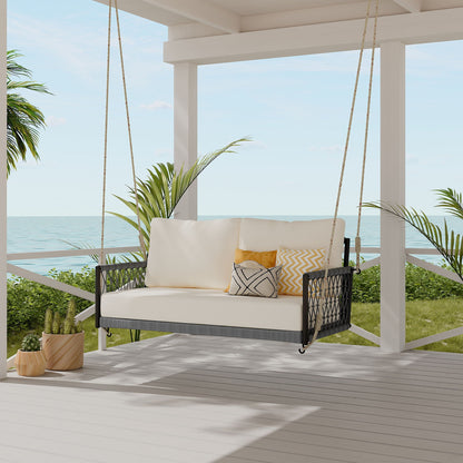 Beige Outdoor Swing Sofa with Soft Cushions