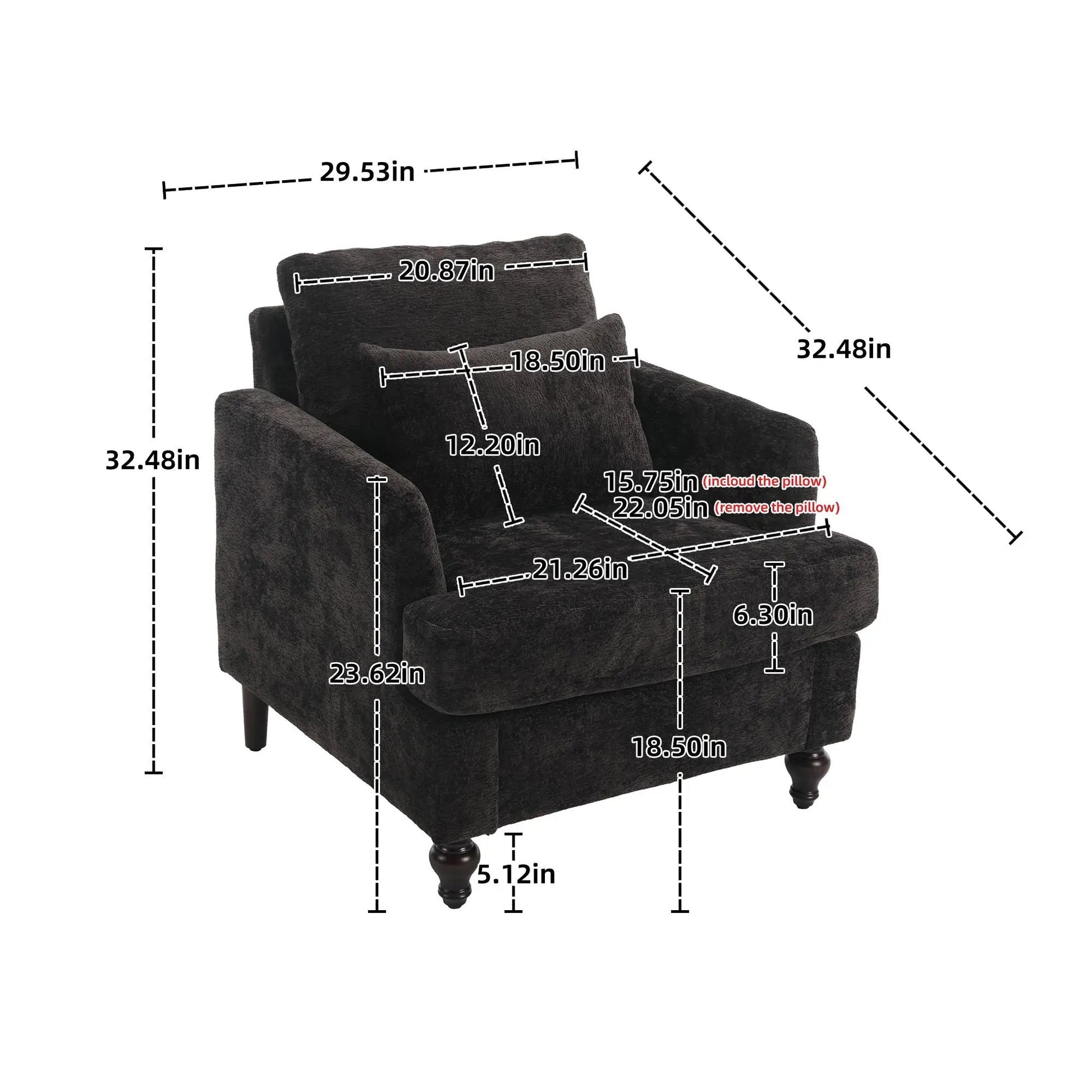 Modern mid-century wood-frame armchair with tufted dark upholstery on Tampa Home & Garden Store