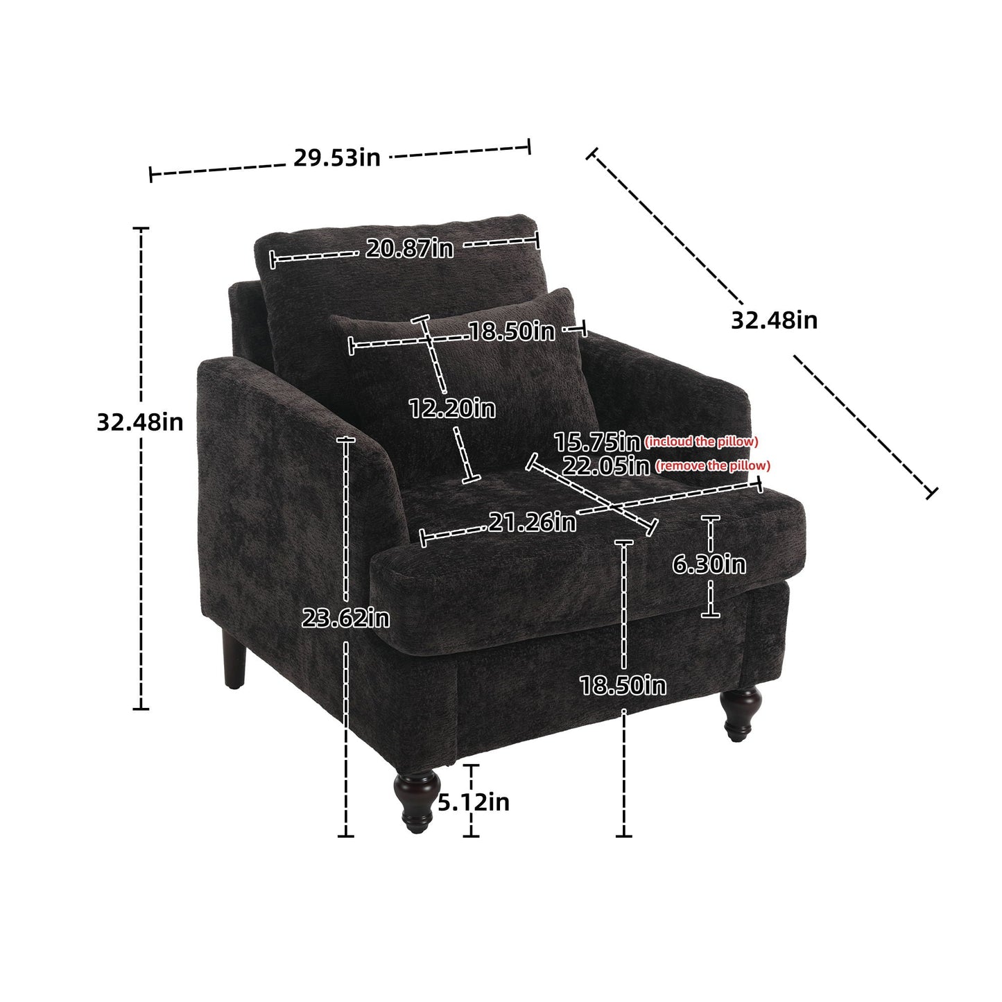 HouseOfZazla Modern mid century wood frame armchair with tufted dark gray fabric on Tampa Home & Garden Store