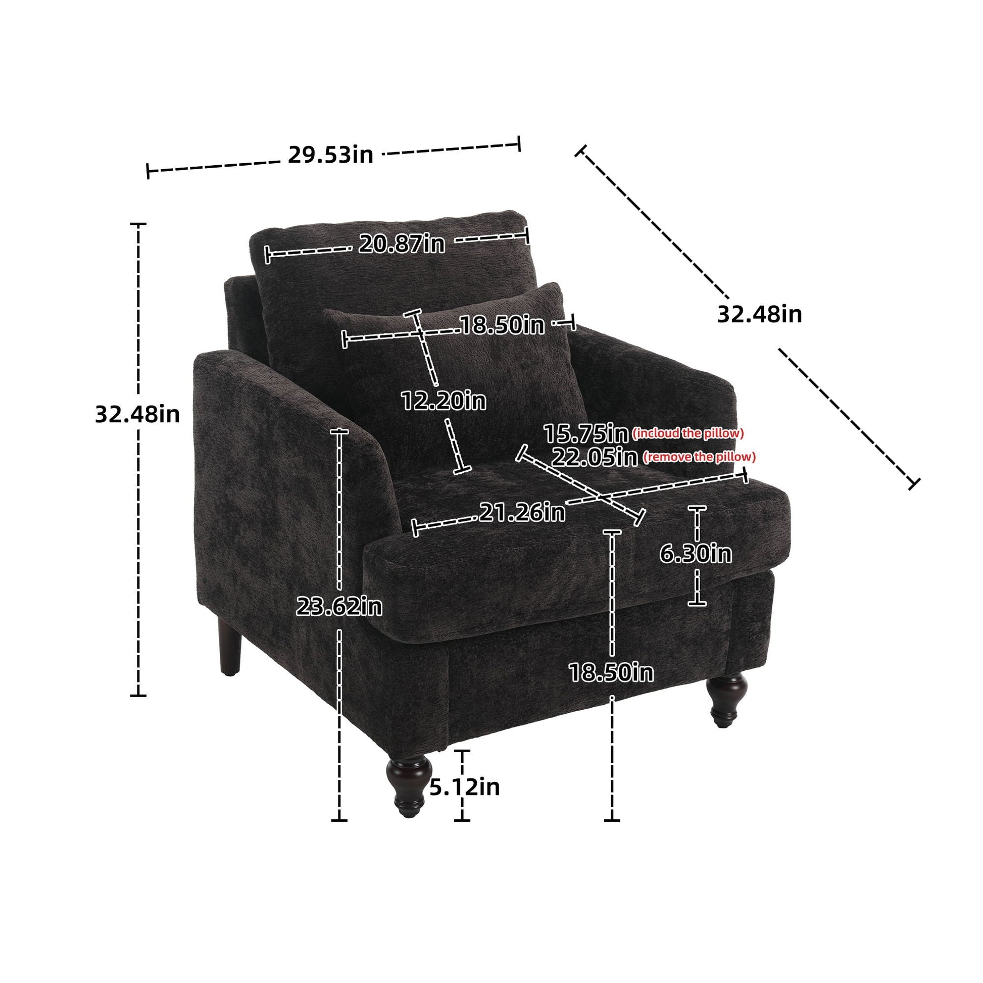 HouseOfZazla Modern mid century wood frame armchair with tufted dark gray fabric on Tampa Home & Garden Store