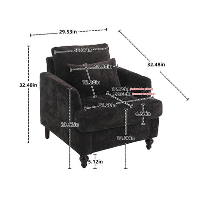 HouseOfZazla Modern mid century wood frame armchair with tufted dark gray fabric on Tampa Home & Garden Store