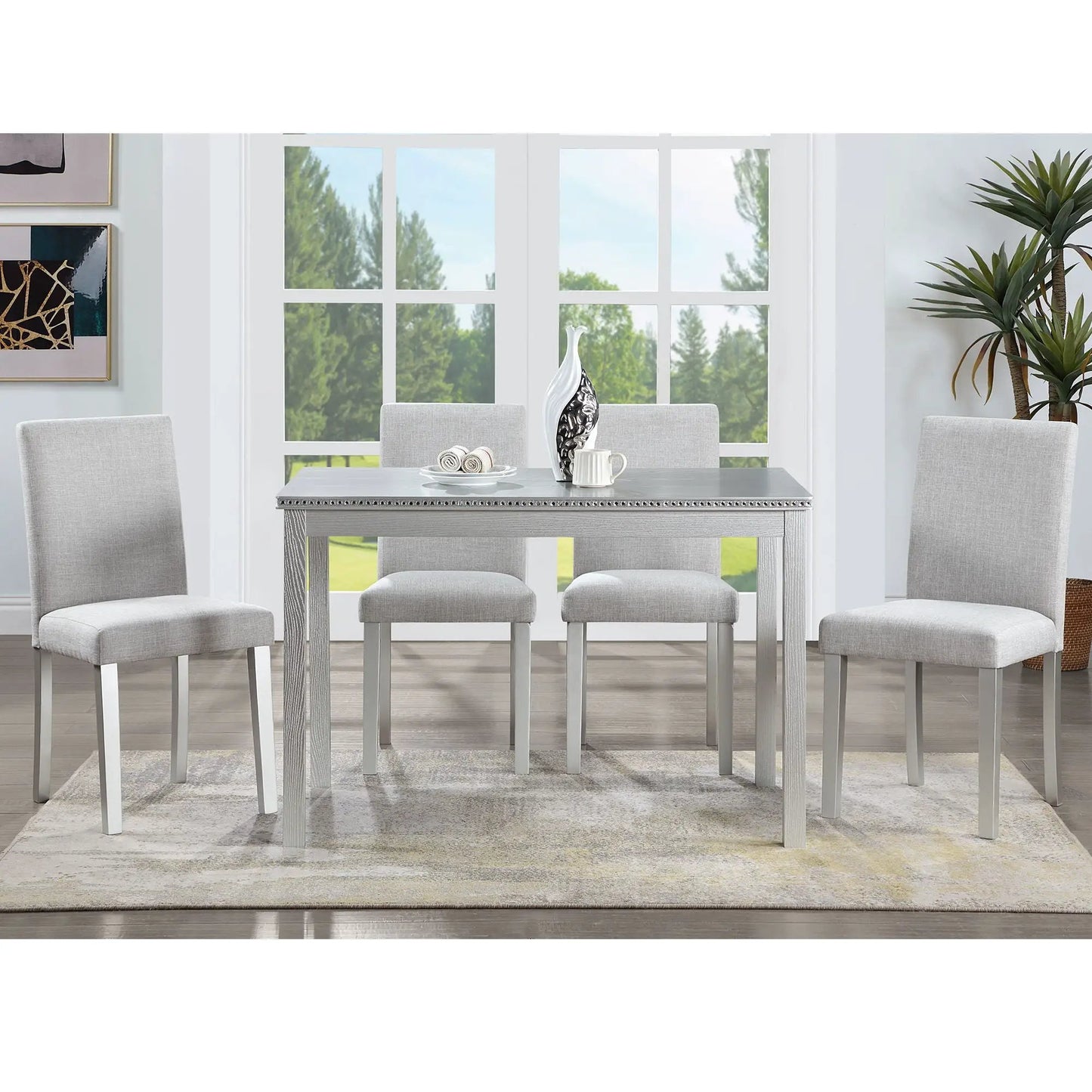 5-piece dining table set with crystal decoration and upholstered chairs Unique Piece Furniture on Tampa Home & Garden Store