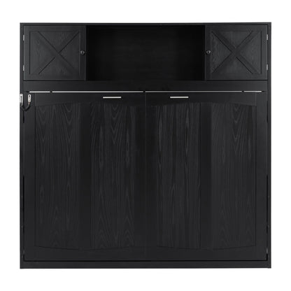 Murphy bed with storage cabinets in black wood, X-panel doors, HouseOfZazla on Tampa Home & Garden Store