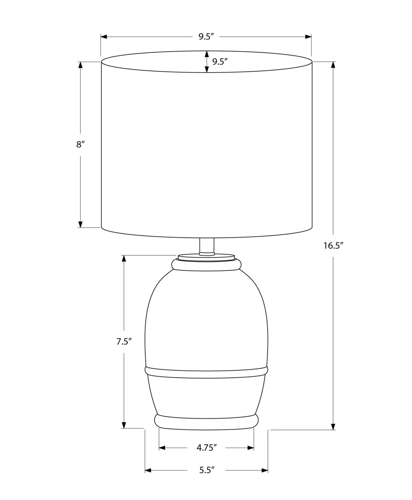 Table lamp cream resin contemporary with rounded base and drum shade 9.5 in dia, 16.5 in height on Tampa Home & Garden Store