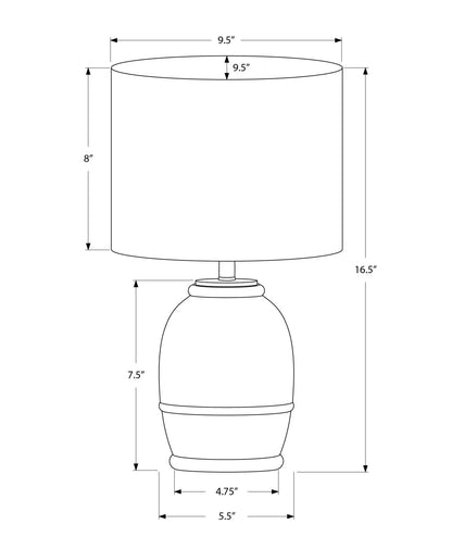 Table lamp cream resin contemporary with rounded base and drum shade 9.5 in dia, 16.5 in height on Tampa Home & Garden Store