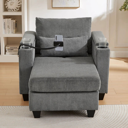 Convertible Chaise Lounge Chair With USB Ports