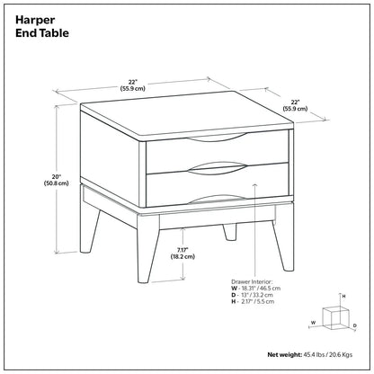 Harper Handcrafted End Table with two drawers by Unique Piece Furniture, 22in square top on Tampa Home & Garden Store