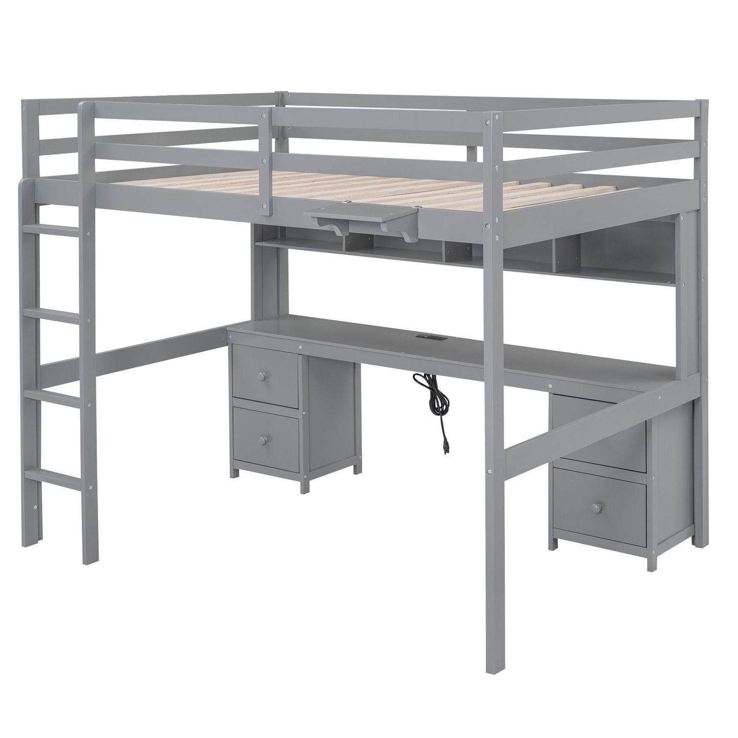 Loft Bed With Desk and Storage in gray metal by HouseOfZazla on Tampa Home & Garden Store
