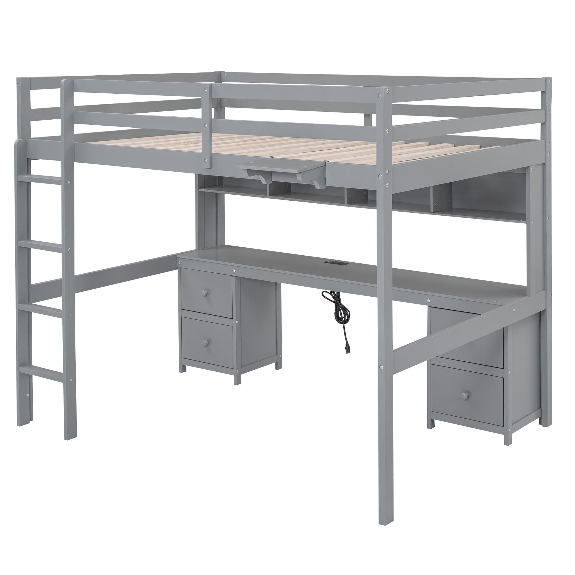 Loft Bed With Desk and Storage in gray metal by HouseOfZazla on Tampa Home & Garden Store