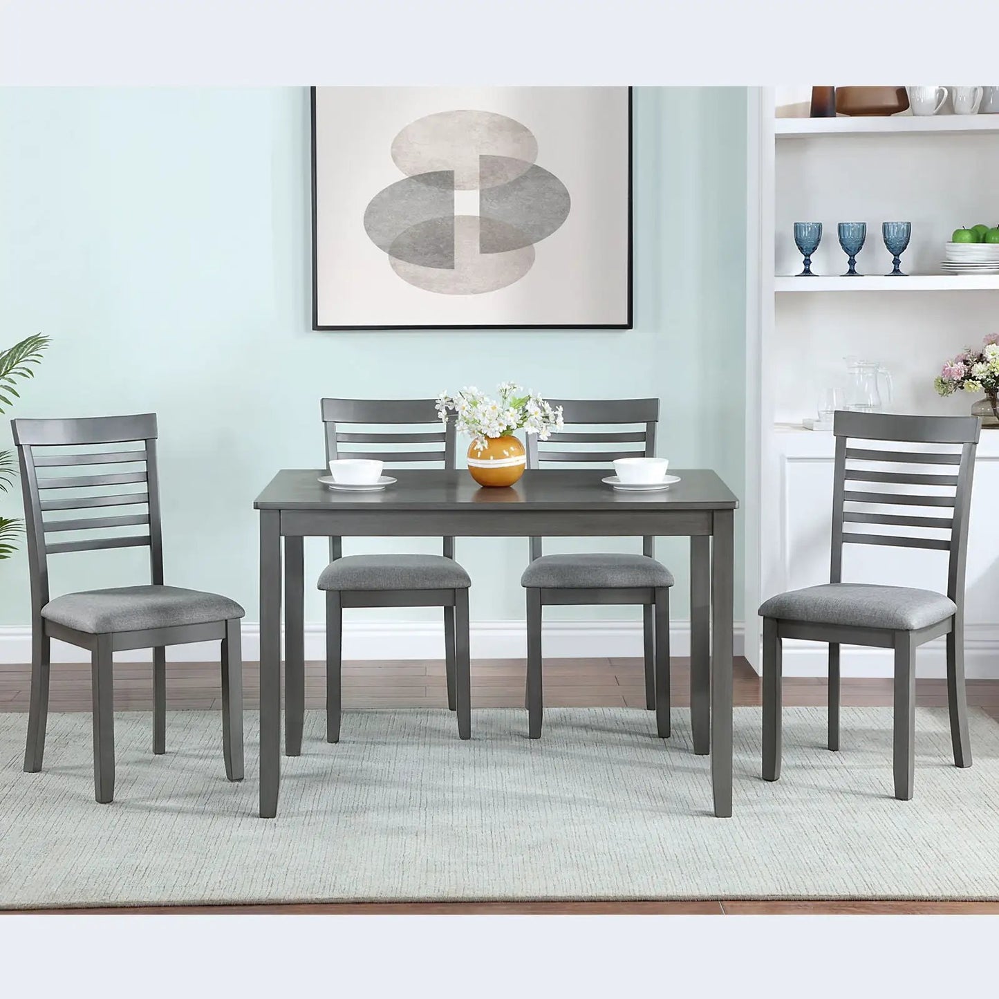 5 Piece Modern Dining Set Table With Chairs