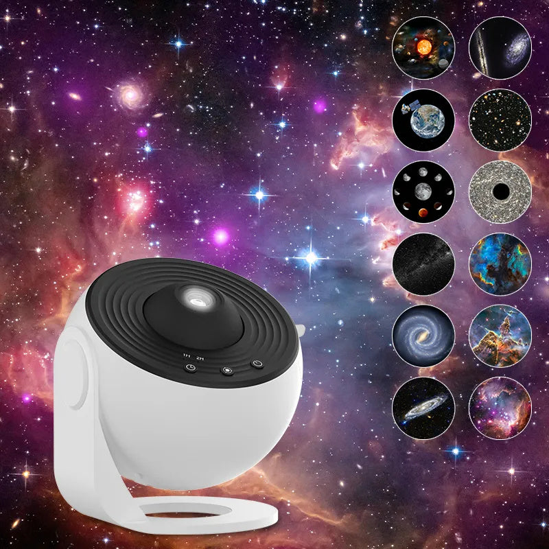 Night Light Galaxy Projector white body with black top, 360° rotating starry sky projection on Tampa Home & Garden Store
