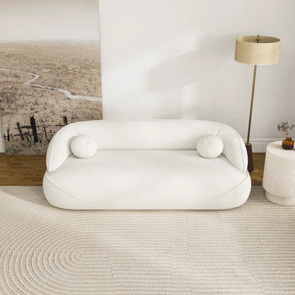 Andrew Boucle Sofa by Unique Piece Furniture, white stationary sofa with tufted cushions on Tampa Home & Garden Store