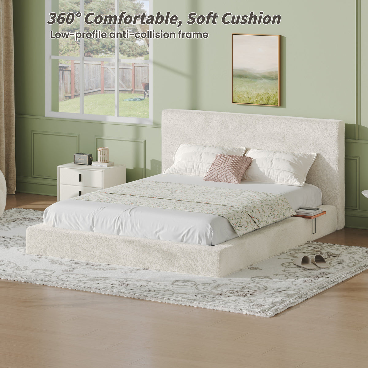 Queen Bed Frame and Adjustable Side Table