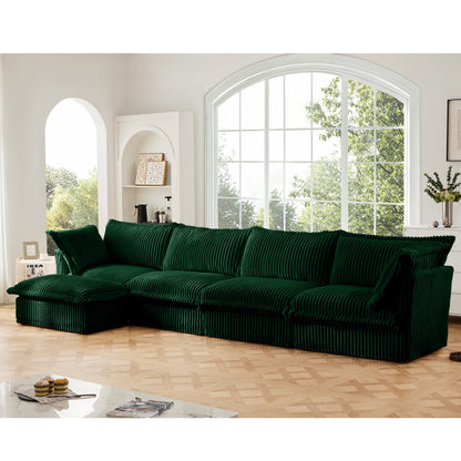 Slipcovered L-shaped sectional sofa in emerald green velvet by HouseOfZazla on Tampa Home & Garden Store