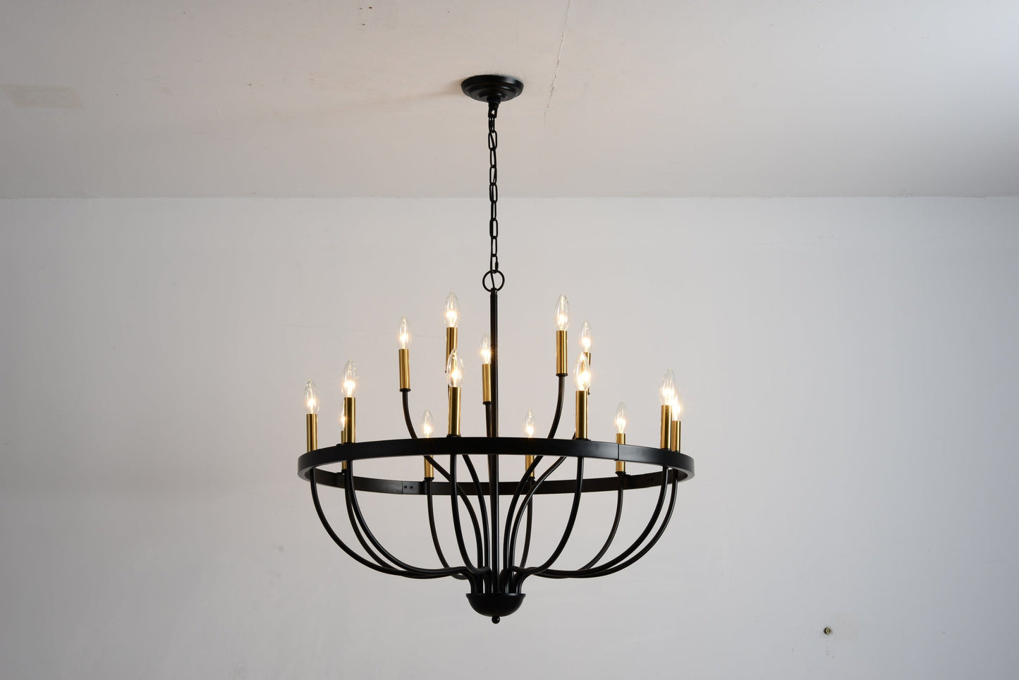 18-Light Industrial Iron Candle Chandelier black iron frame brass candle cups HouseOfZazla on Tampa Home & Garden Store