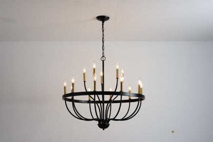 18-Light Industrial Iron Candle Chandelier black iron frame brass candle cups HouseOfZazla on Tampa Home & Garden Store