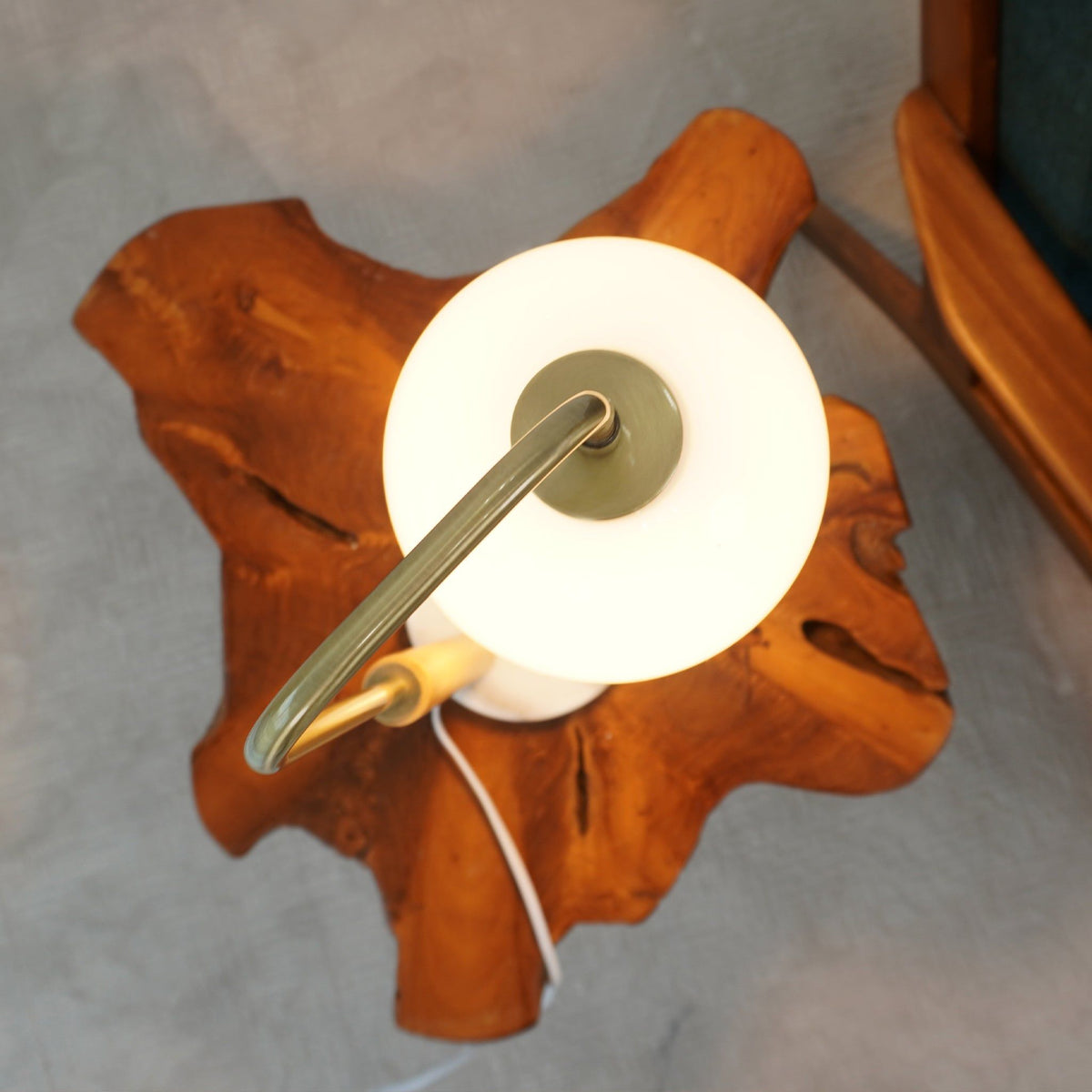 Bedside Table Lamp with White Globe Lampshade and Wood Base HouseOfZazla on Tampa Home & Garden Store