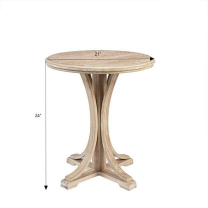 Round Rustic Accent Table with Ash Veneer Natural