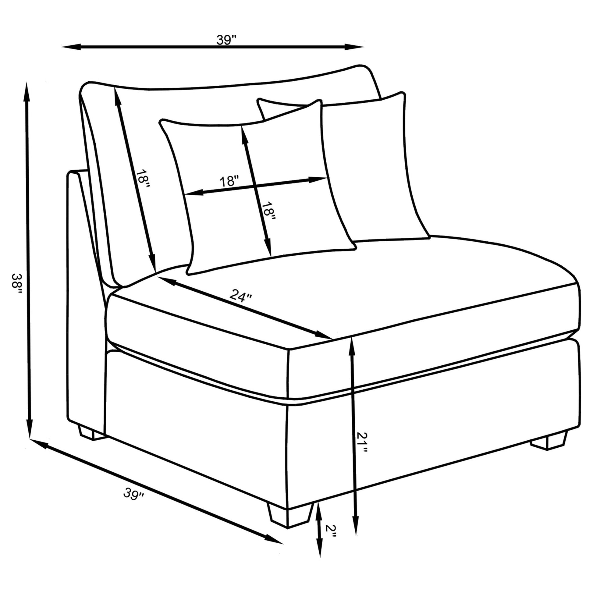 Lafayette modular sectional sofa, 2-piece set by HouseOfZazla, diagram with cushions on Tampa Home & Garden Store