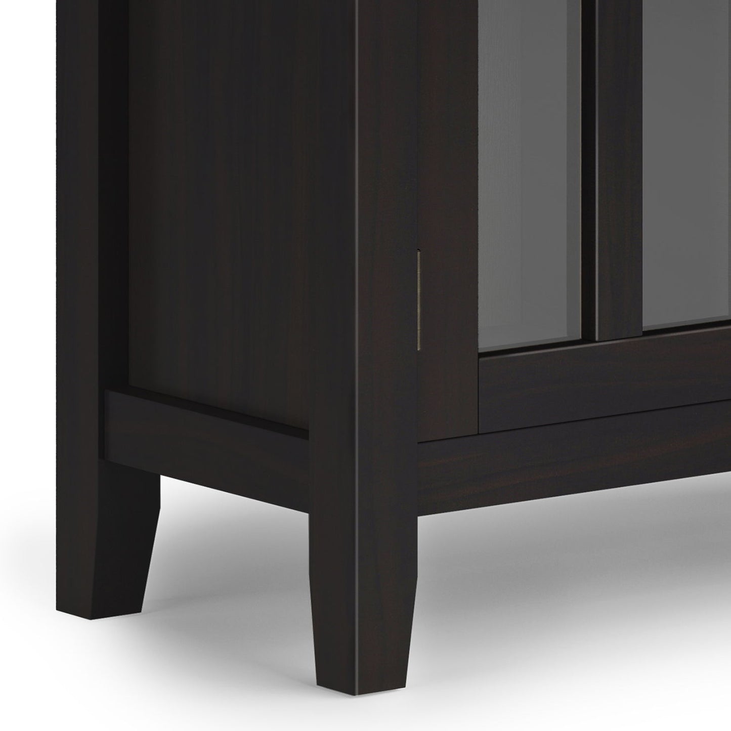 Artisan low storage cabinet in Hickory Brown with dark wood and tapered legs on Tampa Home & Garden Store