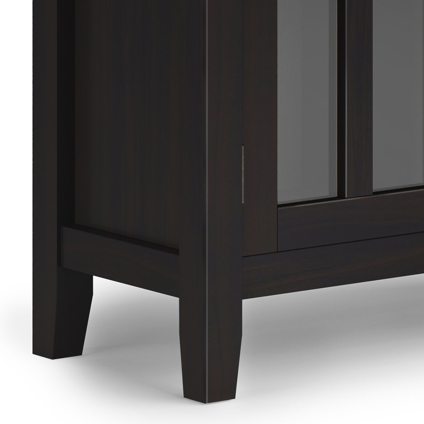 Artisan low storage cabinet in Hickory Brown with dark wood and tapered legs on Tampa Home & Garden Store