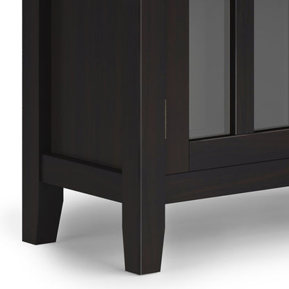 Artisan low storage cabinet in Hickory Brown with dark wood and tapered legs on Tampa Home & Garden Store