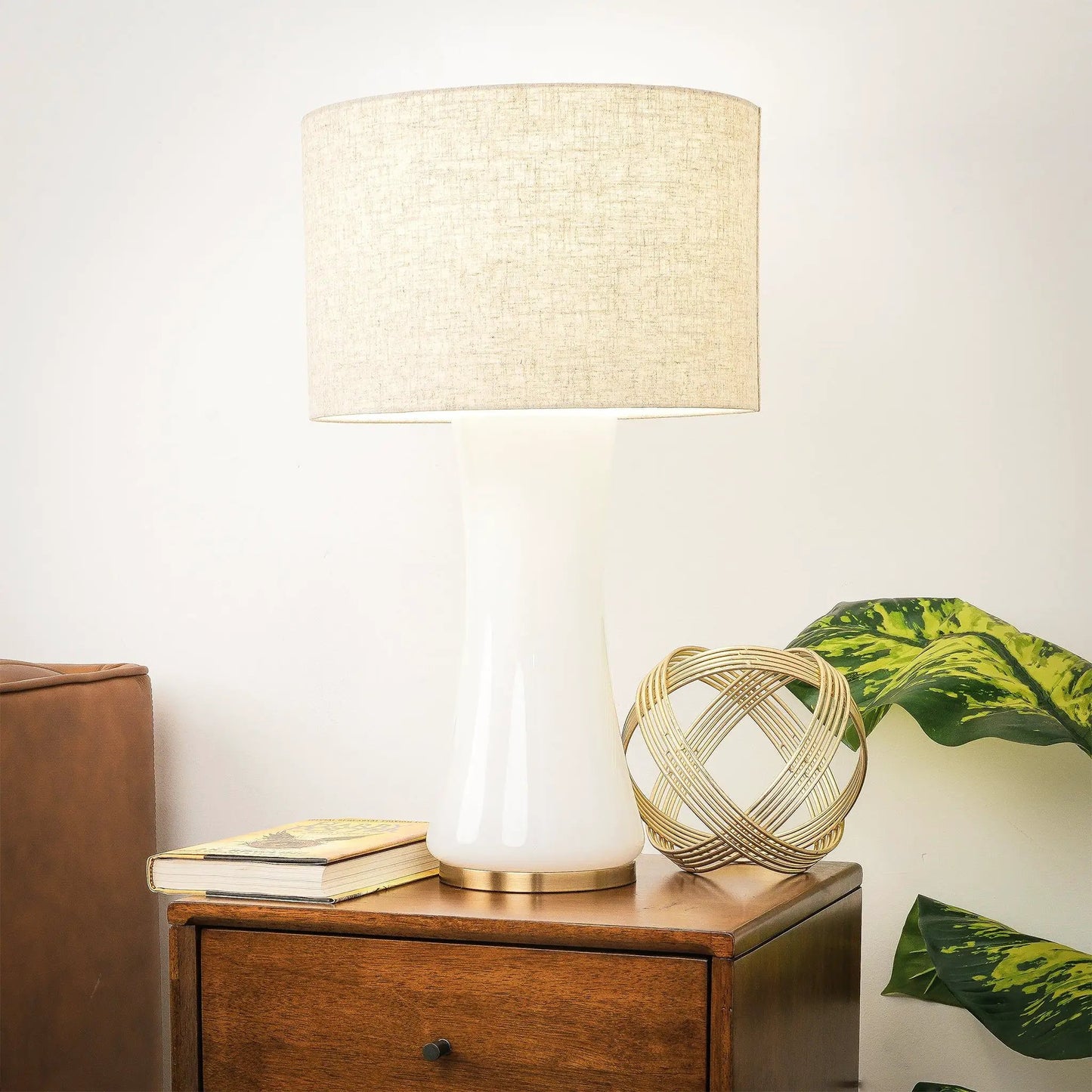 Cascade Lamp Base Table Lamp in Beige Gold White