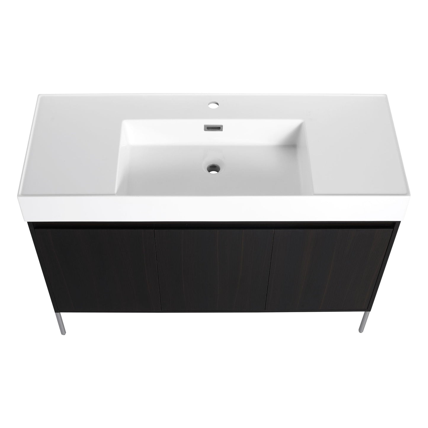 Freestanding bathroom vanity with resin sink and storage cabinet, dark wood base HouseOfZazla on Tampa Home & Garden Store