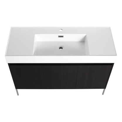 Freestanding bathroom vanity with resin sink and storage cabinet, dark wood base HouseOfZazla on Tampa Home & Garden Store
