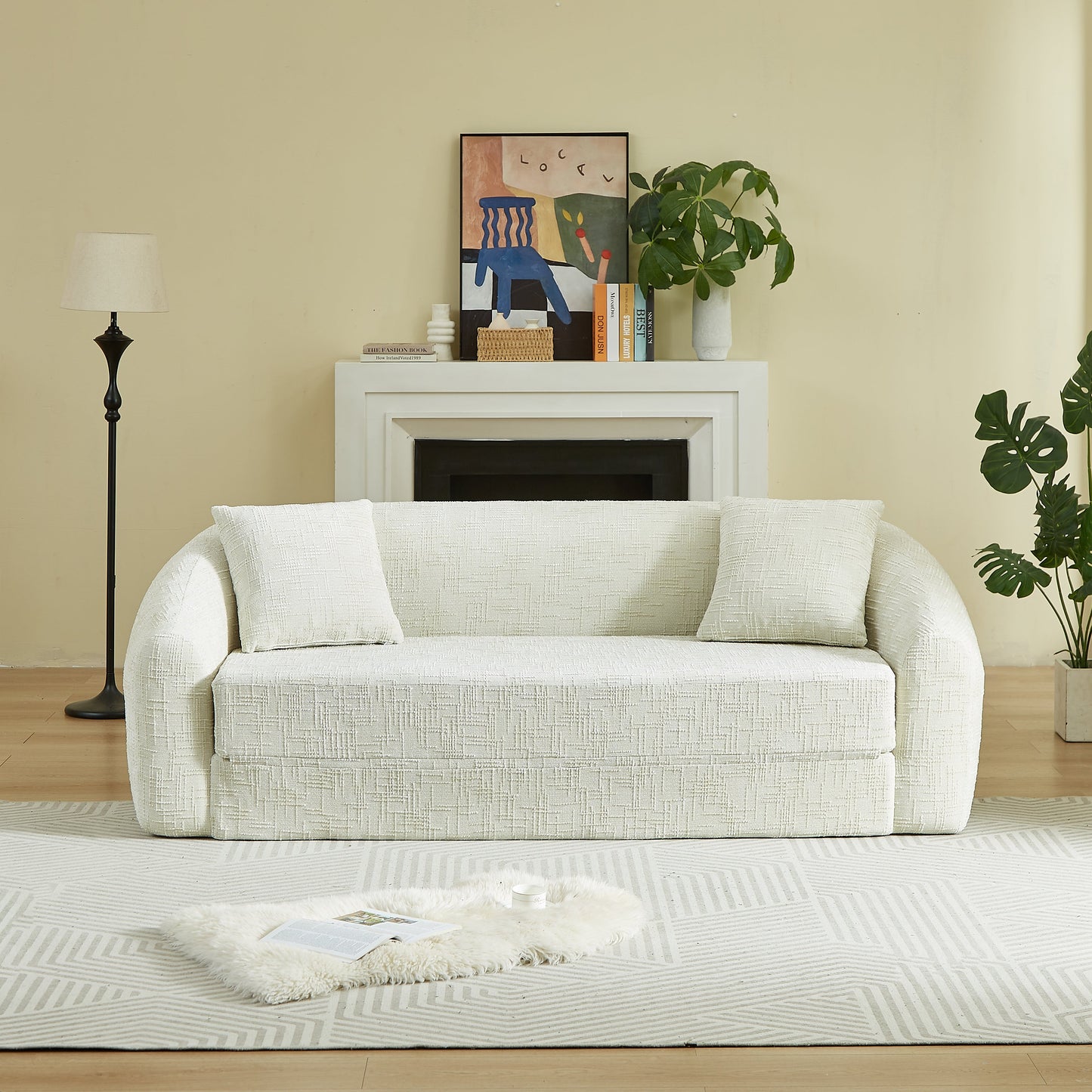 Chenille Curved Convertible Sofa And Recliner