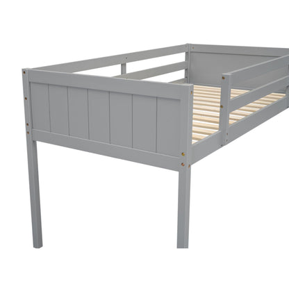 Low loft bed frame in gray with slatted base and guard rails by HouseOfZazla on Tampa Home & Garden Store