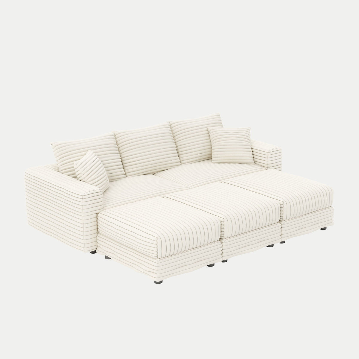 Deep Seat Sofa Bed With Ottoman and Soft Pillows