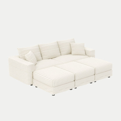 Deep Seat Sofa Bed With Ottoman and Soft Pillows