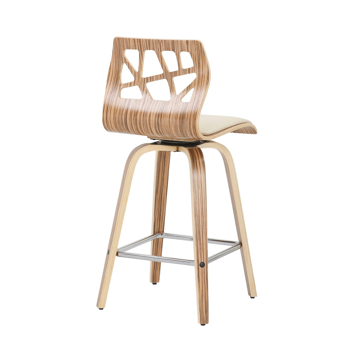 Folia counter stool set of 2 with wooden back and beige seat with footrest by HouseOfZazla on Tampa Home & Garden Store