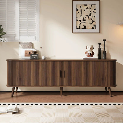 70 inch TV Stand dark brown wood with slat-front design and ample storage Unique Piece Furniture on Tampa Home & Garden Store