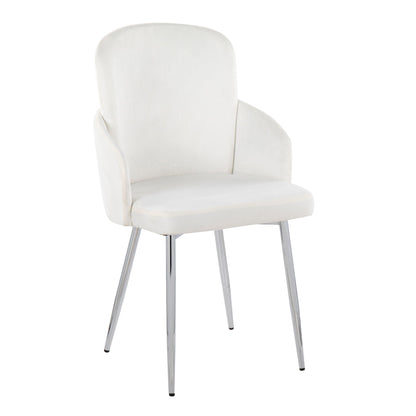 Dining chair set of 2 with white upholstered seats and chrome legs by HouseOfZazla on Tampa Home & Garden Store