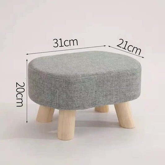 Nordic solid wood fabric bench ottoman, gray upholstery, 31x21x20 cm, FLIPSTYLEZLLC on Tampa Home & Garden Store
