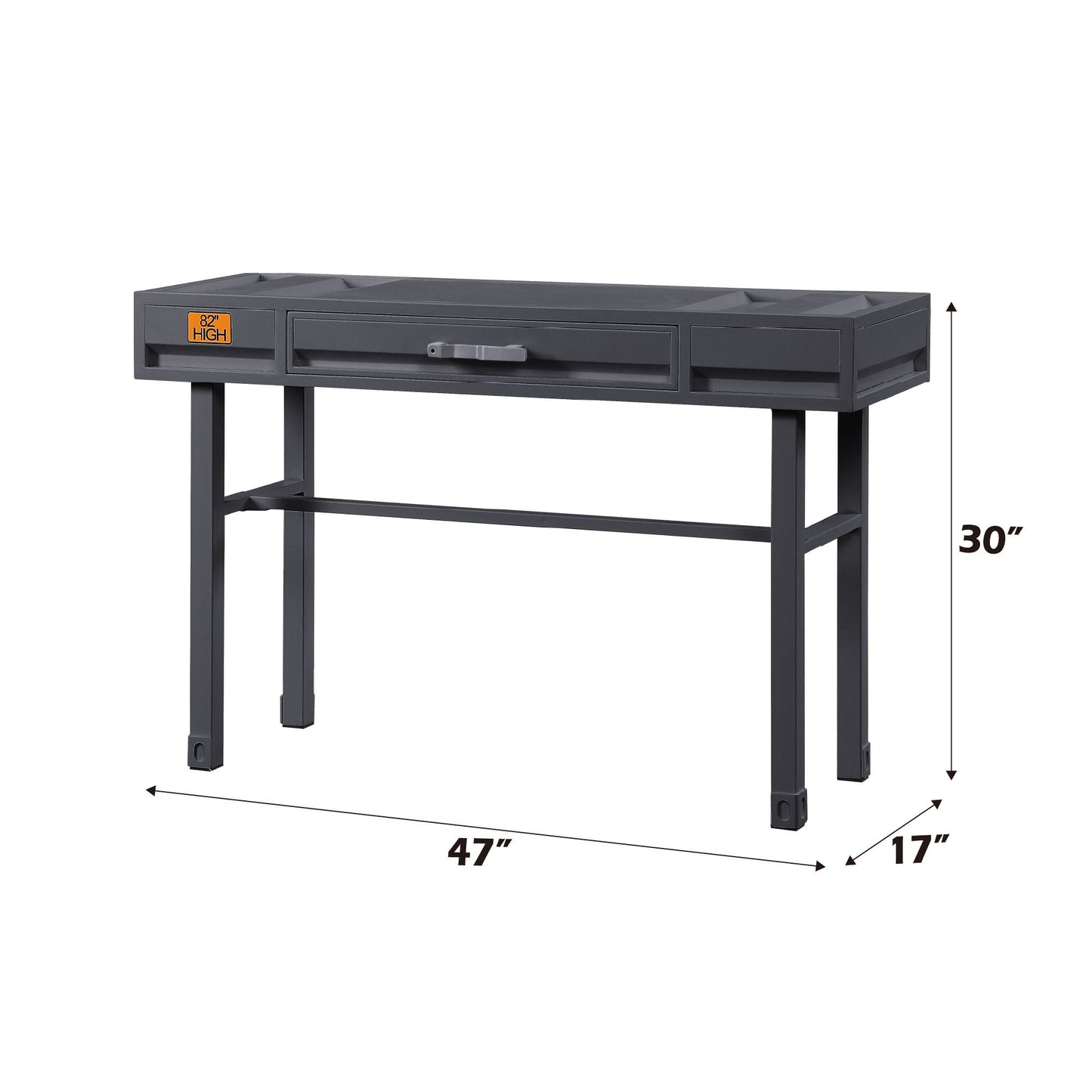 HouseOfZazla Cargo Vanity Desk with storage, dark gray base and central drawer on Tampa Home & Garden Store