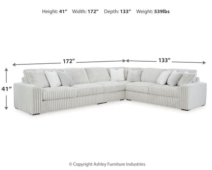 Stupendous - Sectional by Unique Piece Furniture, gray ribbed L-shaped sofa, 172in/133in, 41in on Tampa Home & Garden Store