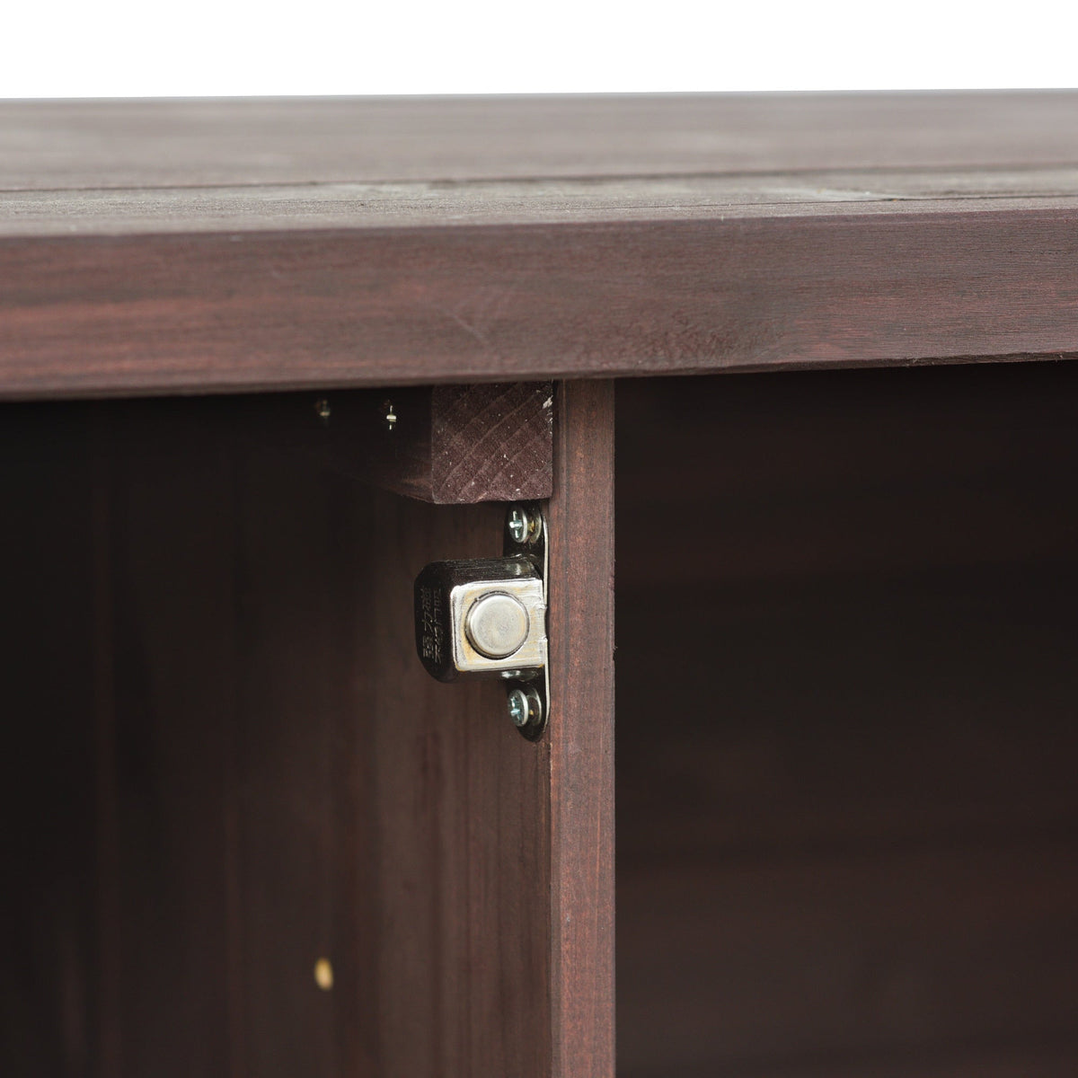 K&K Outdoor Kitchen Island rolling bar cart with dark brown wood top and metal hardware on Tampa Home & Garden Store