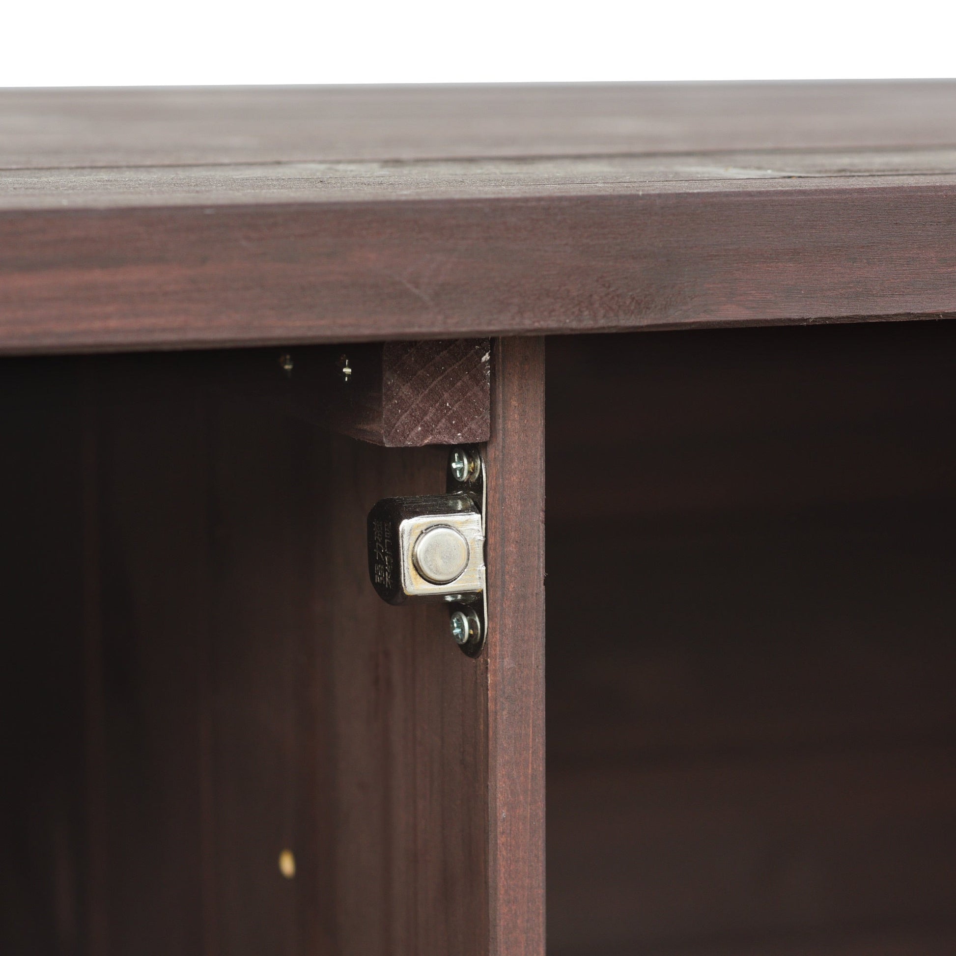 K&K Outdoor Kitchen Island rolling bar cart with dark brown wood top and metal hardware on Tampa Home & Garden Store